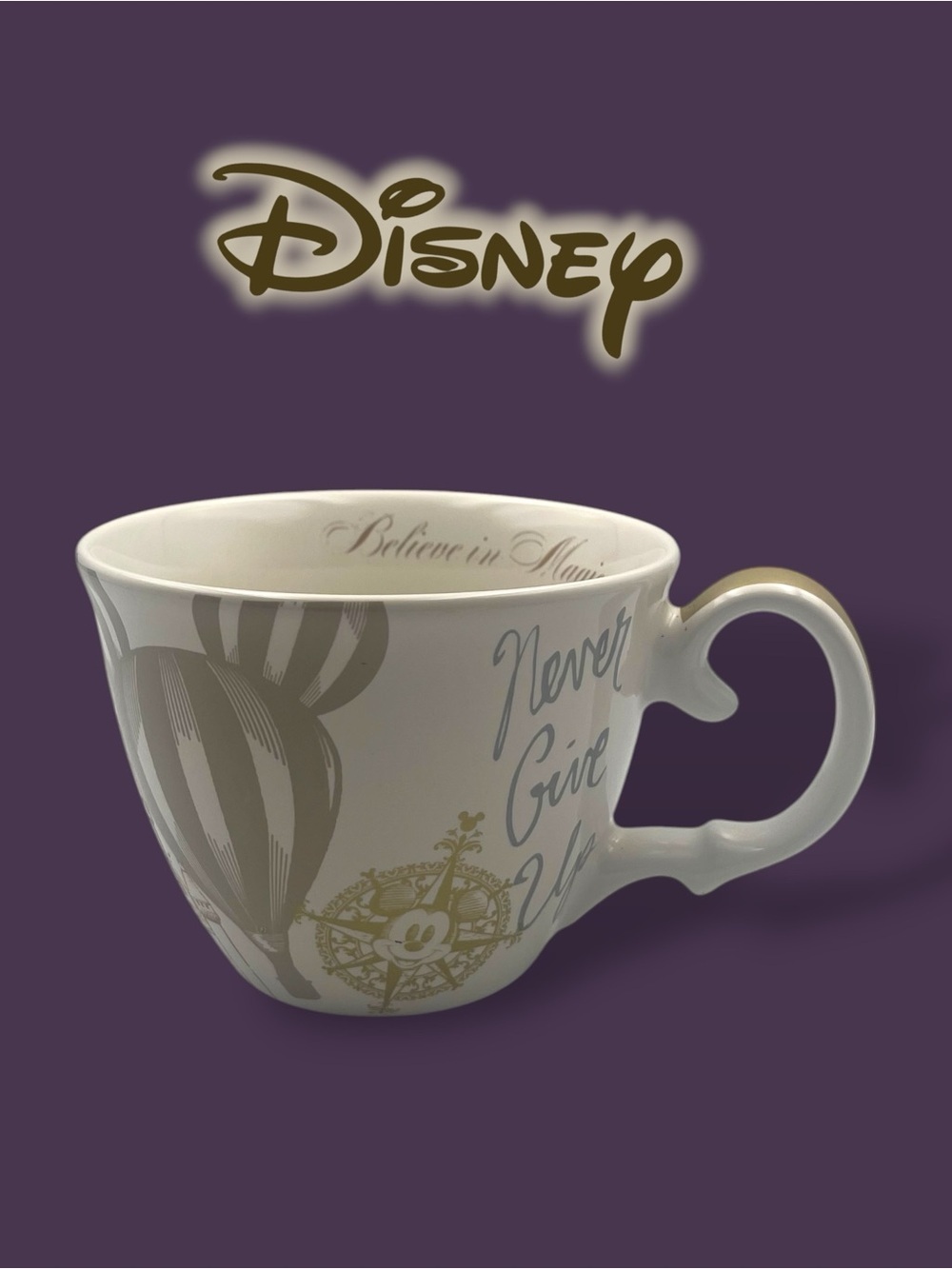 Walt Disney World Vintage Collection Tea Cup 8 oz Never Give Up Compass
